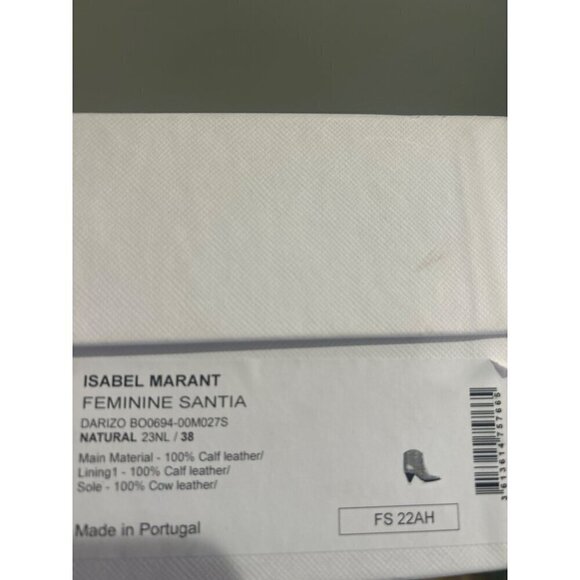 Isabel Marant Darizo Leather Western Booties Natural Tan Womens Size 38 - Picture 15 of 16